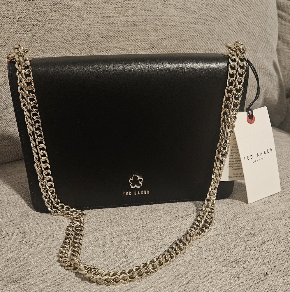 Ted Baker Black Crossbody Bag with Gold Chain